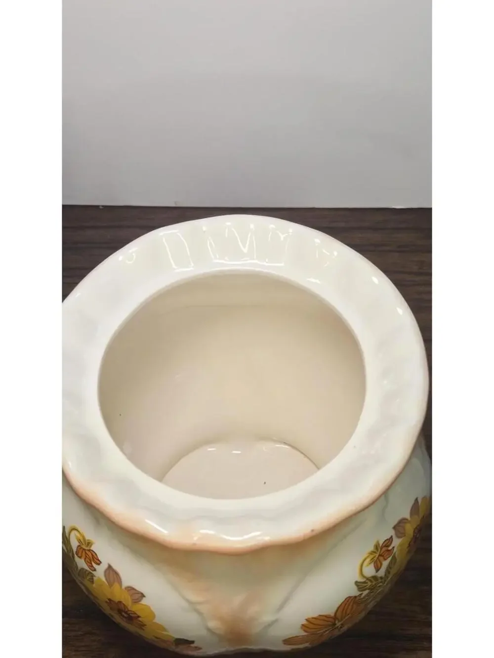 Vintage Handmade Orange and Floral Ceramic Pot Vase